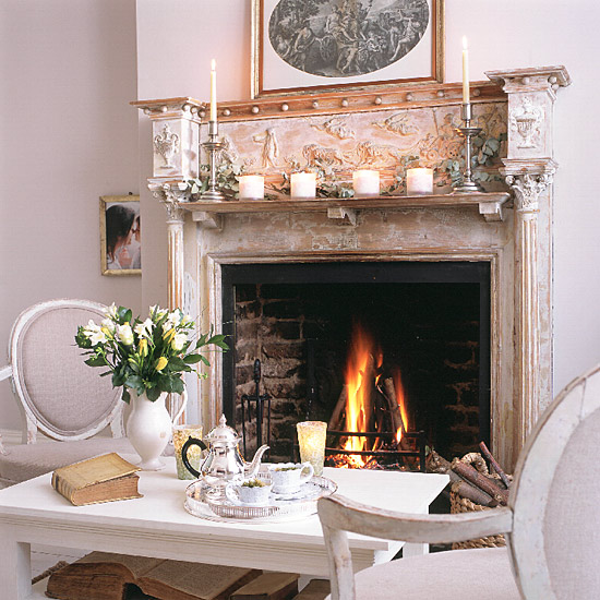 Living room with fireplace