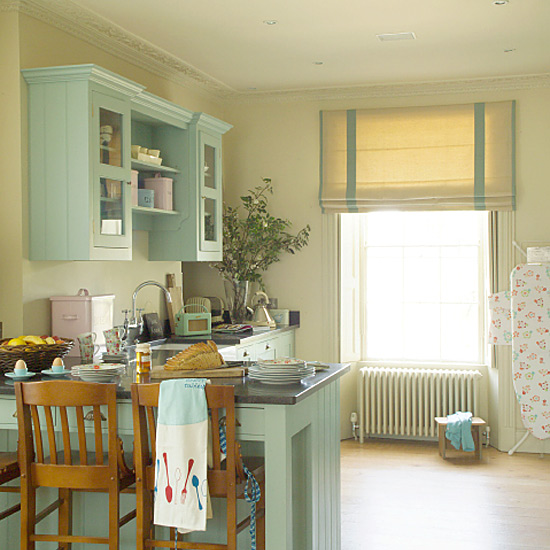 Country kitchen with soft blue wooden units | Country kitchens | kitchens | decorating | Housetohome.co.uk