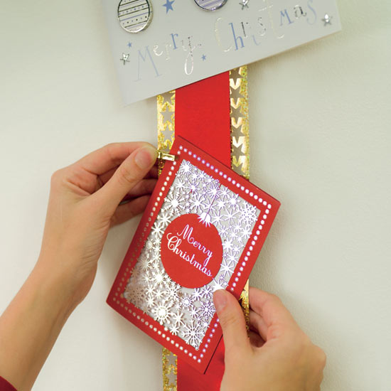 Attach Christmas cards to ribbon | How to decorate your hallway for Christmas | Christmas decorating ideas | PHOTO GALLERY | Housetohome