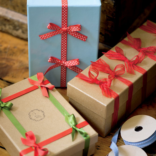 Add a personal touch to your Christmas presents by adding multiple bows.