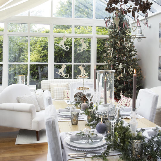 Festive conservatory dining room