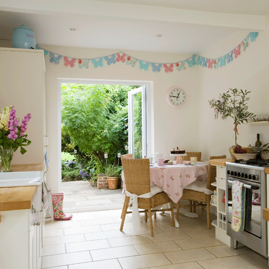 Vintage kitchen with pretty bunting
