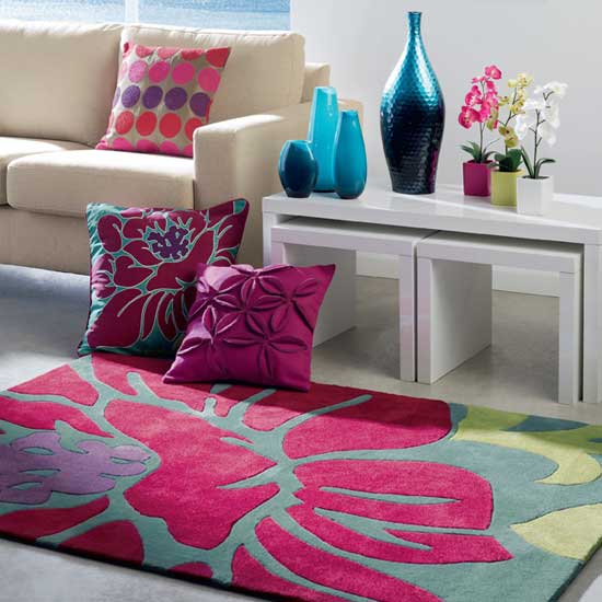 Give your home a shot of colour with a vibrant floral rug