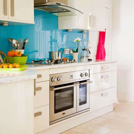 Blue splashback kitchen
