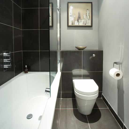 Small monochrome bathroom Small black and white bathroom | Small bathroom design ideas | Bathroom decorating ideas | Bathroom storage | PHOTO GALLERY | Housetohome