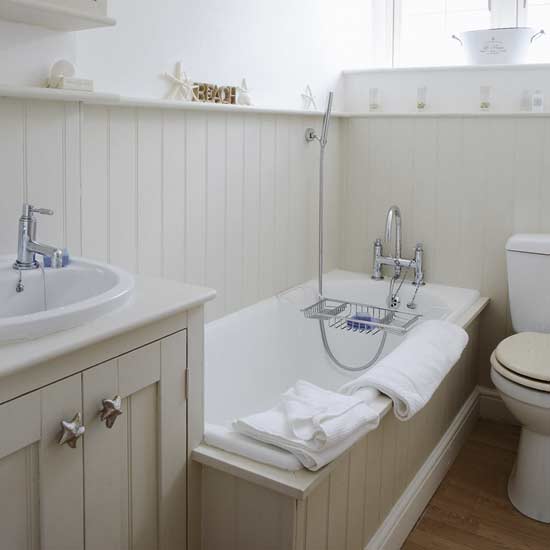 Small coastal-style bathroom Small cream bathroom | Small bathroom design ideas | Bathroom decorating ideas | Bathroom storage | PHOTO GALLERY | Housetohome