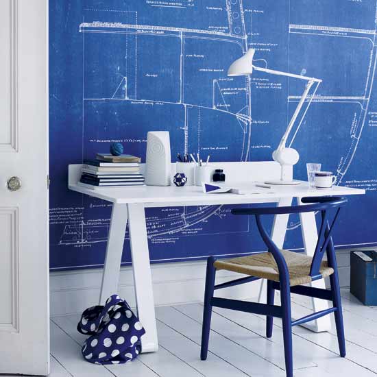 Add impact with a canvas | Design ideas: decorate with blue and white | Home office | Decorating Ideas | PHOTO GALLERY | Housetohome.co.uk