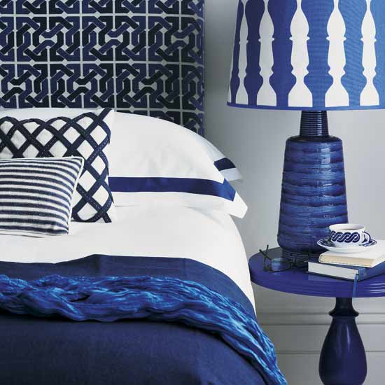 Opt for geometric design | Design ideas: decorate with blue and white | Bedroom | Decorating Ideas | PHOTO GALLERY | Housetohome.co.uk