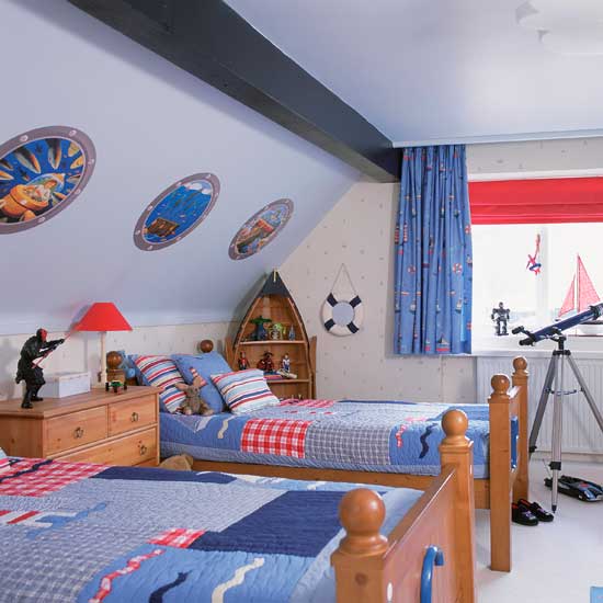 Nautical boy's bedrooms with boat-shaped shelving Nautical boy's bedrooms with boat-shaped shelving | Boys' bedrooms | Boys' bedroom ideas | Children's rooms | PHOTO GALLERY | Housetohome.co.uk