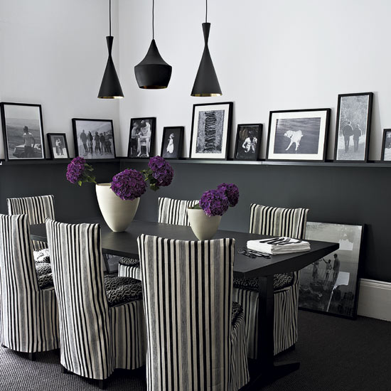 Make a feature out of your family photos to enjoy while entertaining in the dining room