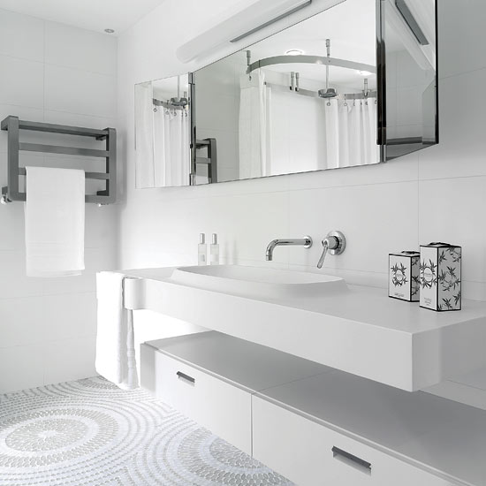 Create feature flooring White bathroom | Bathroom ideas | Bathroom designs | Bathroom design | PHOTO GALLERY | housetohome.co.uk