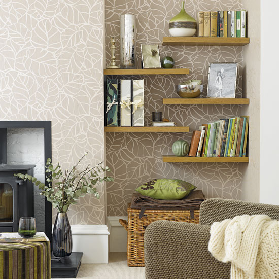 Staggered shelves Living room | Home storage solutions | Alcove storage | PHOTO GALLERY | Housetohome.co.uk