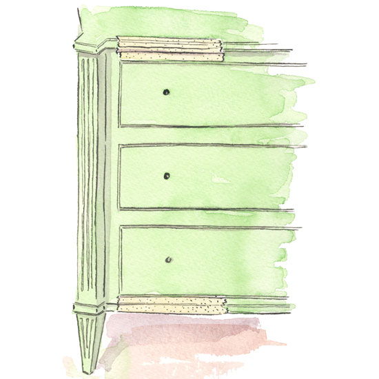 Step 4: Mask off areas that you don’t want pattern on or sections of the furniture that will protrude into the path of the roller