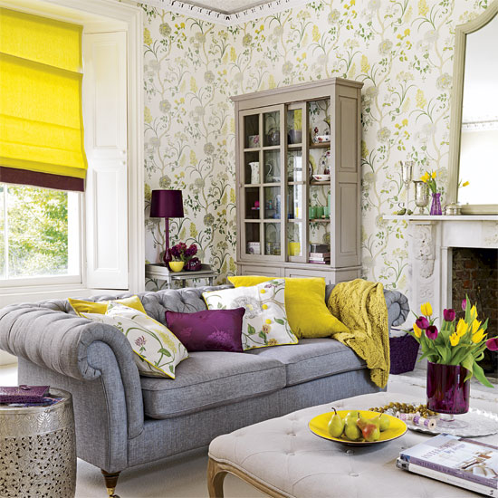 Floral living room with pops of colour | Living room | PHOTO GALLERY | Ideal Home | Housetohome