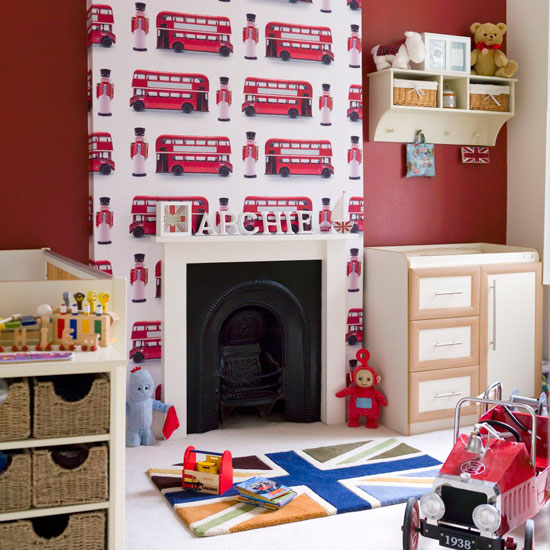 Boy's bedroom with soldier-print wallpaper Boy's bedroom with soldier-print wallpaper | Boys' bedrooms | Boys' bedroom ideas | Children's rooms | PHOTO GALLERY | Housetohome.co.uk