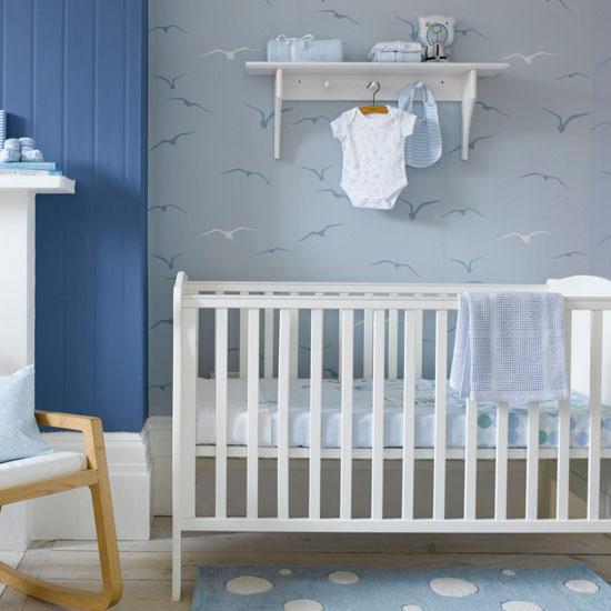 Child's nursery with seagull-patterned wallpaper Child's nursery with seagull-patterned wallpaper | Boys' bedrooms | Boys' bedroom ideas | Children's rooms | PHOTO GALLERY | Housetohome.co.uk