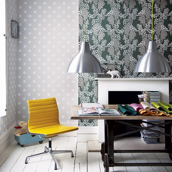 Patterned home office Patterned home office | Modern home office ideas | Home office | PHOTO GALLERY | Livingetc | Housetohome.co.uk