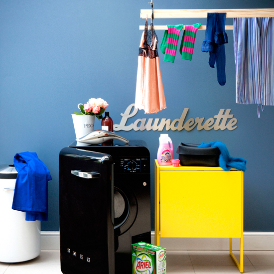 Blue launderette | Utility rooms | laundry room design ideas | PHOTO GALLERY