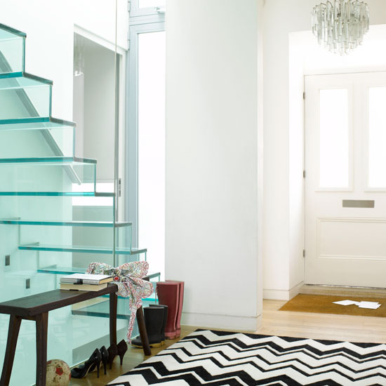 Modern hallway with glass staircase | Hallways | Modern designs | Decorating ideas | PHOTO GALLERY | Housetohome.co.uk
