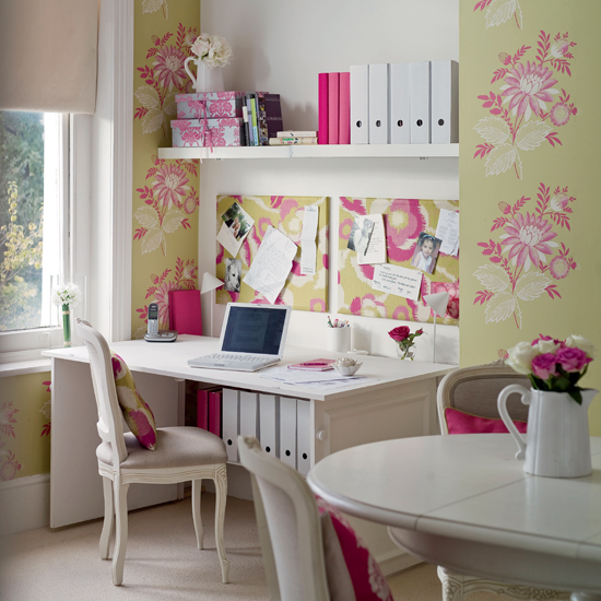 Wallpapered alcoves home office | Country-style home offices | home office | country-style decorating | image | housetohome.co.uk