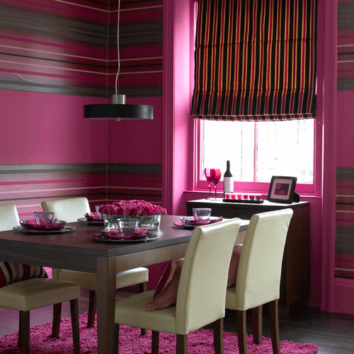 Pink dining room Pink dining room | Wallpaper ideas | Dining room furniture | Dining table | Dining chairs | Patterned wallpaper | PHOTO GALLERY | Housetohome.co.uk