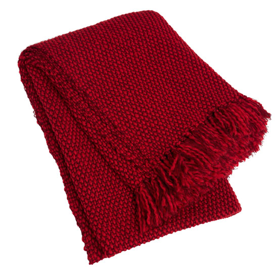 Red woven woollen throw from Debenhams