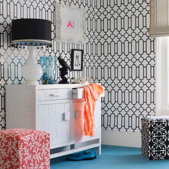 Graphic print wallpaper | Bedroom ideas for teenage girls | Decorating ideas for girls rooms | PHOTO GALLERY | Housetohome