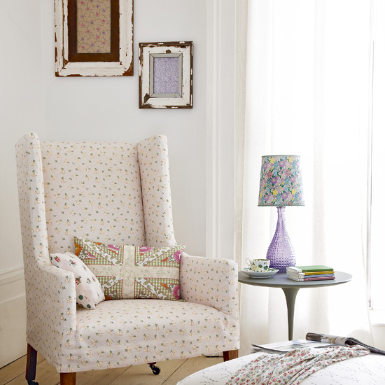 Living room with floral armchair
