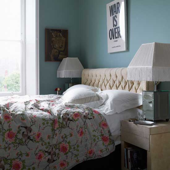 Floral blue bedroom