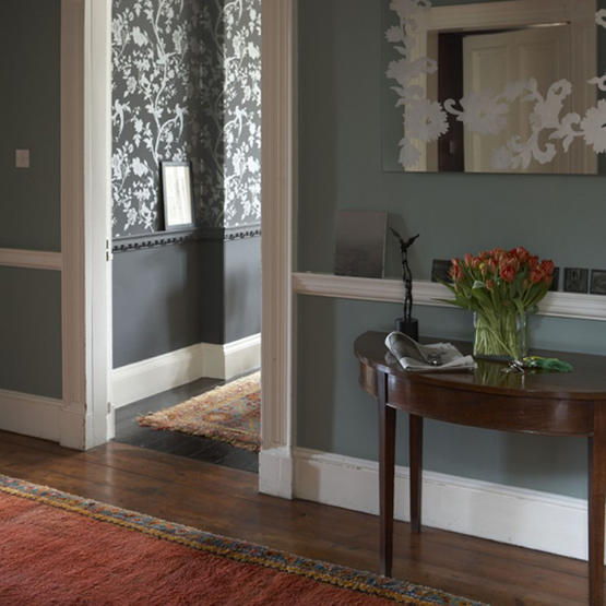 Modern blue hallway  Hallway designs  Console tables  housetohome 