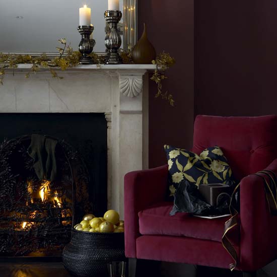 Traditional red living room | Living room idea | Fireplace | Image | Housetohome.co.uk