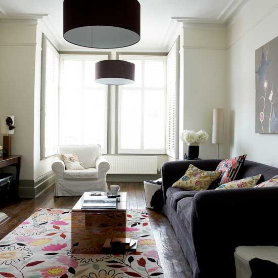 Black floral living room | Living room idea | Rug | Image | Housetohome.co.uk