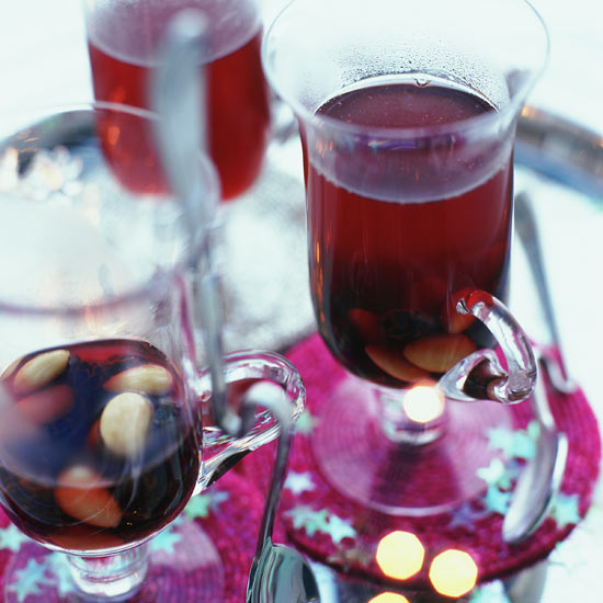 Serve New Year's guests mulled wine as they arrive