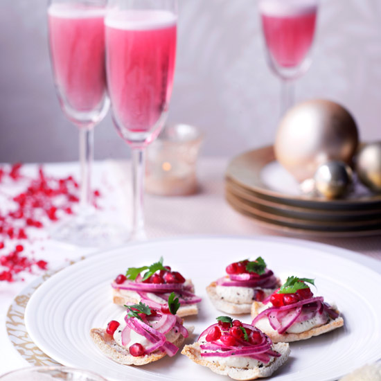 Pile up a table with lashings of pink champagne and festive canapes