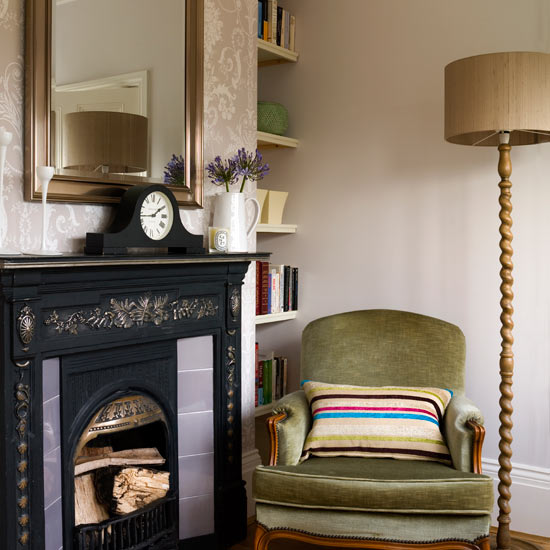 Velvet armchair and original period fireplace | Traditional living rooms - 10 of the best | Traditional living rooms | Living room ideas | GALLERY | Housetohome