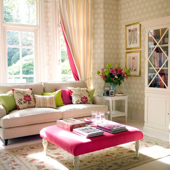 Crisp white living room with fuschia accents | Traditional living rooms - 10 of the best | Traditional living rooms | Living room ideas | GALLERY | Housetohome