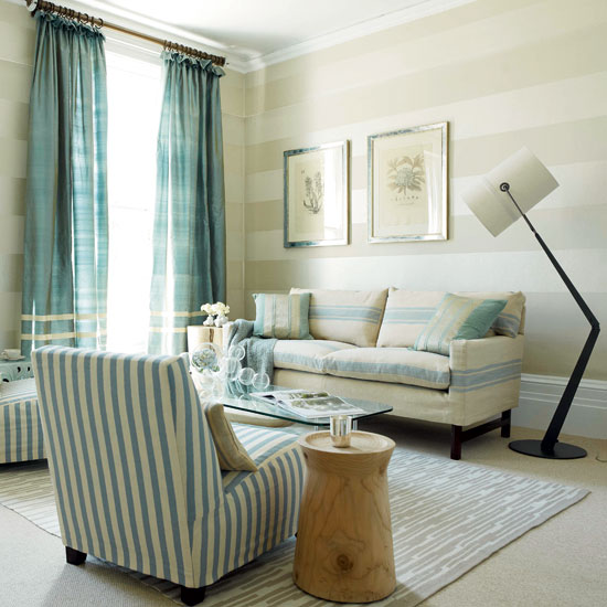 Blue striped living room | Living room designs | Sofas | housetohome.