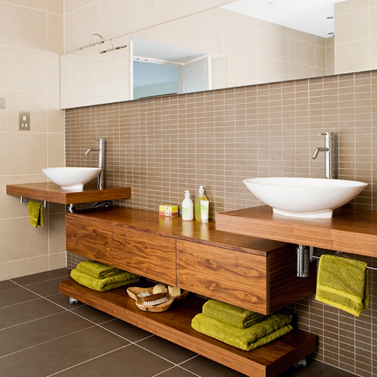 Raw wood Bathroom storage