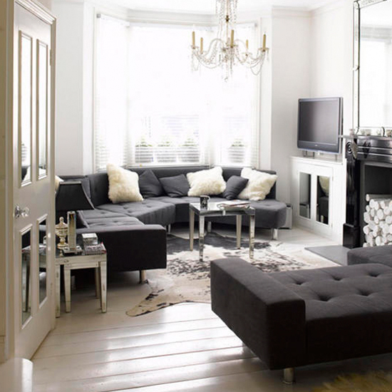 Elegant monochrome living room | Black and white living room ...