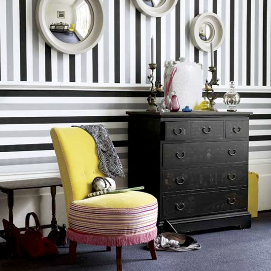 Striking striped wallpaper hallway Striking striped wallpaper hallway | modern wallpaper | decorating ideas | PHOTO GALLERY | Housetohome.co.uk