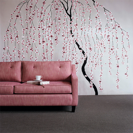 Living room with floral stencil Floral wallpaper stencil | Wallpaper ideas for living rooms | Living room ideas | PHOTO GALLERY
