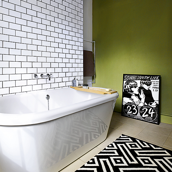 Green and white bathroom