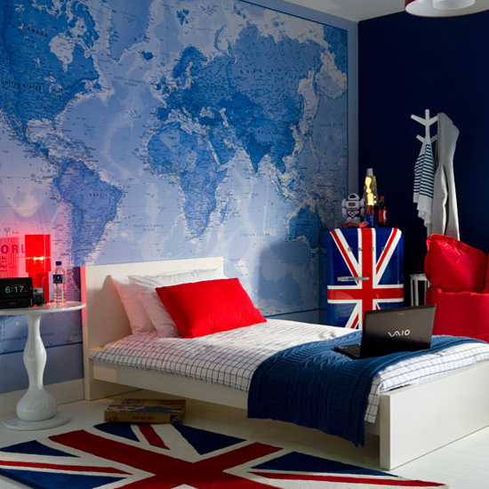 Map wallpaper boy's bedroom | Children's rooms - best of 2010 | Children's bedrooms | PHOTO GALLERY