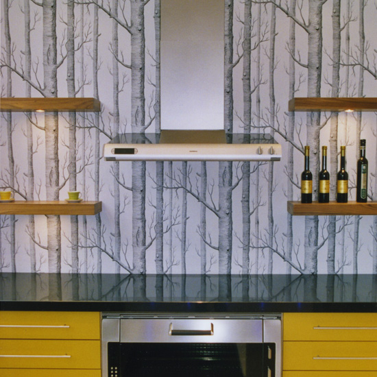 Modern yellow and grey kitchen | Kitchen wallpaper ideas | Kitchen wallpaper | PHOTO GALLERY