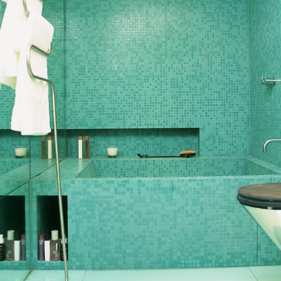Spa-style turquoise mosaic bathroom tiles | Bathroom tile ideas | Bathroom tiles | PHOTO GALLERY