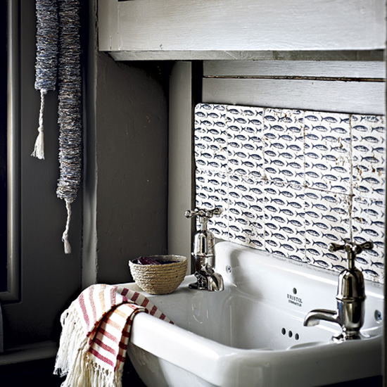 Vintage fish-print reclaimed bathroom tiles | Bathroom tile ideas | Bathroom tiles | PHOTO GALLERY