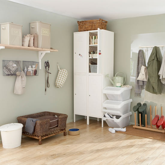 Sage green boot room | Boot room storage ideas | Boot room | Hallway storage ideas | Storage solutions | PHOTO GALLERY | Housetohome