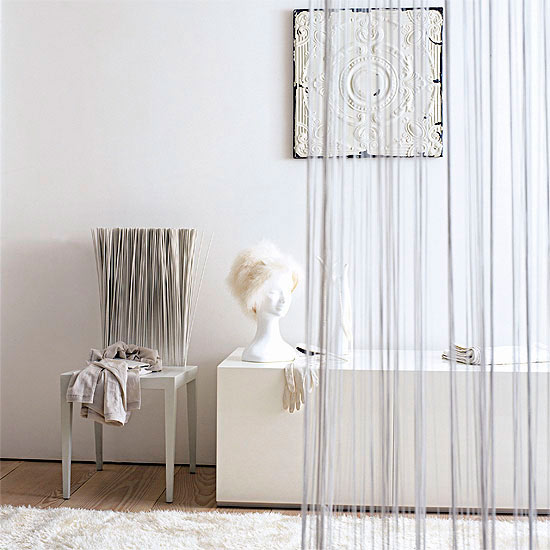 White fringed bedroom curtain | Room dividers | Open-plan spaces | Layout design | Layout | Storage | PHOTO GALLERY | Housetohome