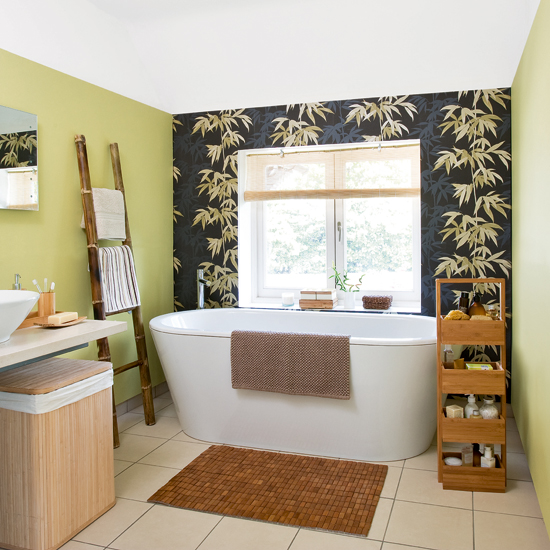 bamboo print wallpaper | Bathroom wallpaper | bathroom decorating ideas| bathroom | decorating ideas | PHOTO GALLERY | housetohome