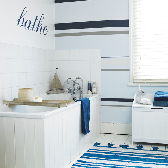 Nautical blue bathroom wallpaper | Bathroom wallpaper | bathroom decorating ideas| bathroom | decorating ideas | PHOTO GALLERY | housetohome